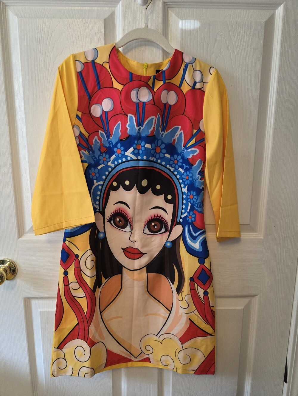 KAIMILAN NWT Yellow Graphic Opera Art Shift Dress Size 8 L